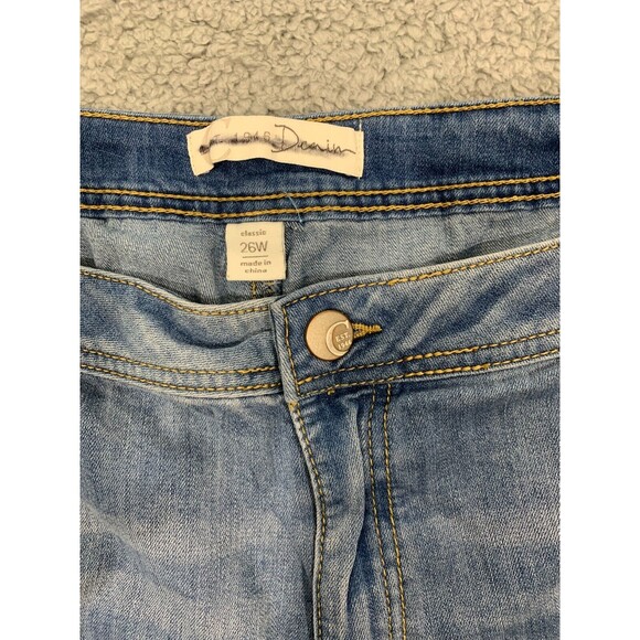 Women's Est. 1946 Denim Blue Jean Capris Distressed 24W Classic Fit Pockets - Picture 11 of 15